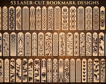 53 Decorative Bookmark SVG Cut Files, Laser Engraving Templates, Commercial Use, Instant Download, Geometric & Nature Pattern SVG Pack