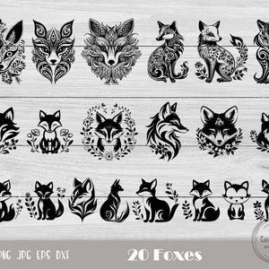 Raposas Svg, Arquivos Fox Cut, Floral Fox Svg, Arquivo Cute Fox Cut, Forest Animal Svg, Woodland Fox Svg, Woodland Animals Svg, Download instantâneo