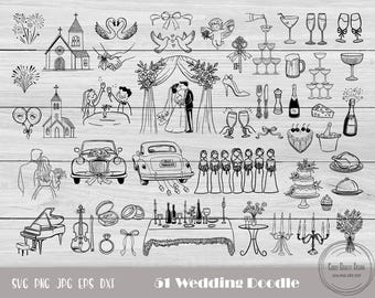 Bruiloft web iconen, mediterrane iconen, lijntekeningen doodles, grillige lineart, Dolce Vita bruiloft, bruiloft symbolen Svg, weddingplanner Svg