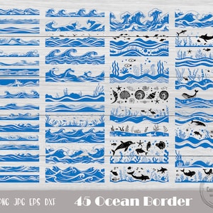 Ocean Themed Border Svg, Ocean Waves Svg, Ocean Border Svg, Sea Shell Svg, Wave Svg Bundle, Ocean Life Svg, Ocean Svg, Nautical Svg