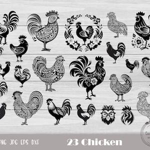 Floral Chicken Svg, Farm Animals Svg, Chicken Cut File, Chicken Vector, Chicken Svg Bundle, Farmhouse Sign, Chicken Vector, Instant Download