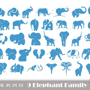 35 X Elephant Svg, Cute Elephant Clipart, Baby Elephant Svg, Elephant Cut Files Svg, Instant Download