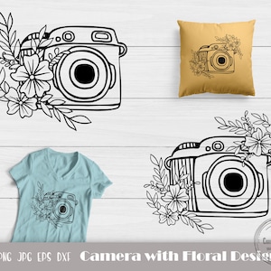 Camera Flowers Svg, Camera Floral Svg, Flower Camera Svg, Photographer Shirt, Camera With Flowers, Photographer Svg, Instant Download