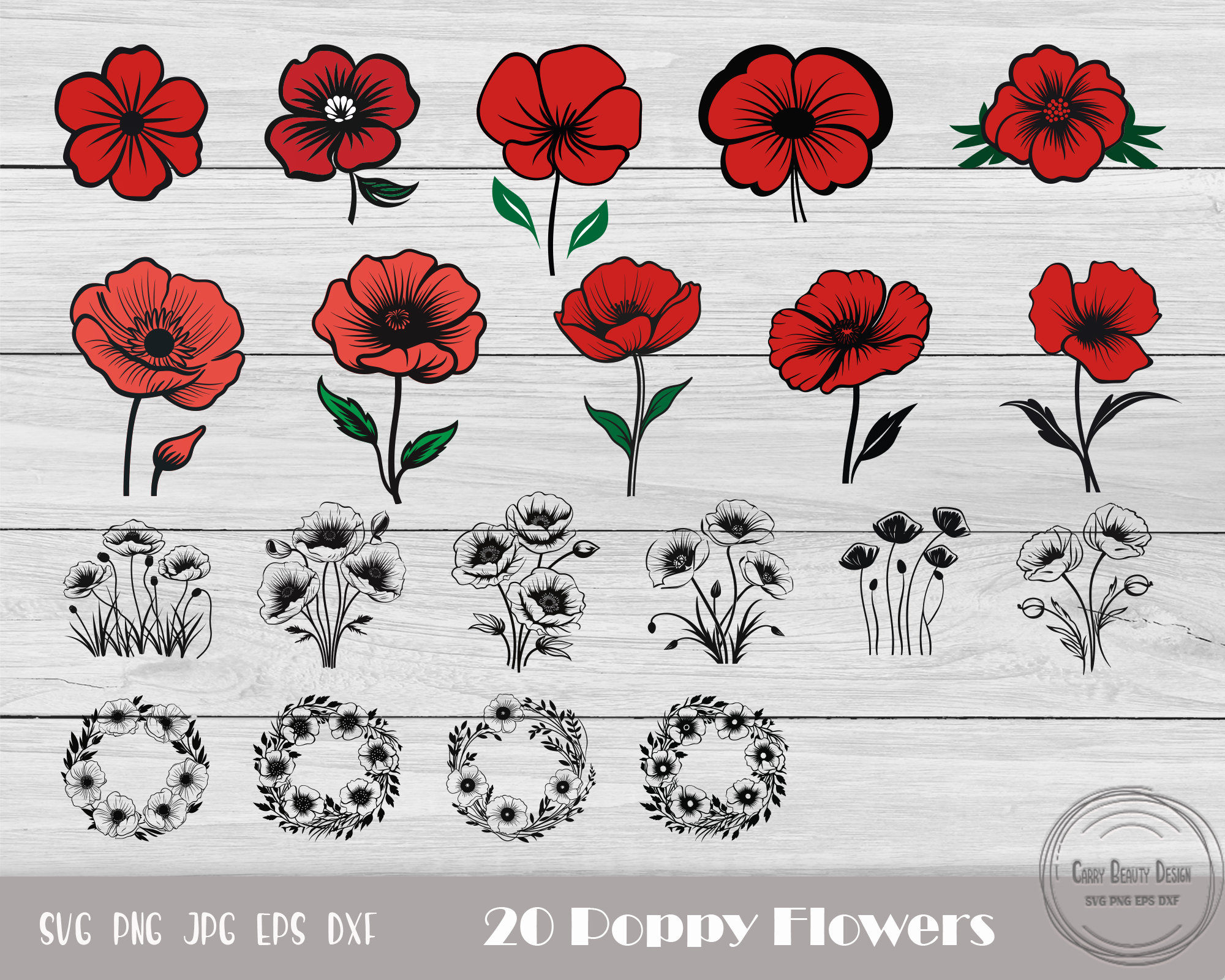 Poppy Cut Files Poppy Svg, Poppy Cut File, Floral Svg, Poppy Clipart, Remembrance Day ...
