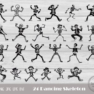 24 Scheletro Danzante in formato Svg, Halloween in formato Svg, camicia di Halloween in formato Svg, felice Halloween in formato Svg, Halloween carino, stagione spettrale, download istantaneo