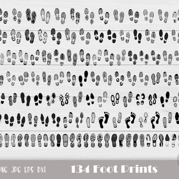 134 X Shoe Print Svg, Foot Prints Svg, Shoe Print Clipart, Shoe Bottom Svg, Instant Download