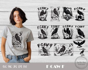 Corw Png, Merry F-caw-f, Raven Dtf Print, Retro Crow Svg, F-caw-f Png, Halloween Crow Svg, Sarcastic Raven Svg, Funny Crow Svg, Black Crow