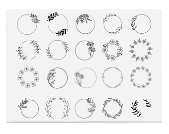 Blumenkranz, Blumenmonogramm-Svg, Hand gezeichneter Kranz, Blumenkranz-Svg, Hochzeitskranz-Svg, sofortiger Download