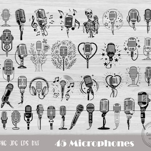 Microphone Svg, Microphone Clipart, Microphone Png, Music Svg, Microphone Cricut, Music Notes Svg,   Microphone Vector, Instant Download