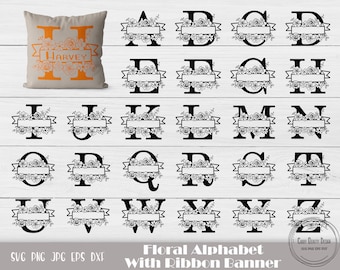 Split Letters Svg, Monogram Alphabet, Split Letter Frame, Monogram Cut File, Letter Monogram Svg, Split Letter Svg, Instant Download