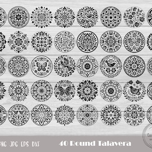 Round Talavera Svg, Talavera Dxf, Mosaic Stencil Svg, Talavera Clipart, Round Tile Stencil, Mexican Svg, Round Mosaic Dxf, Moroccan Stencil