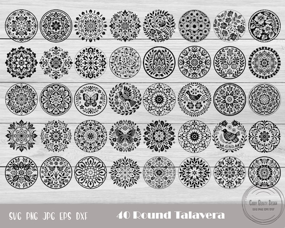 Round Talavera Svg, Talavera Dxf, Mosaic Stencil Svg, Talavera Clipart, Round Tile Stencil, Mexican Svg, Round Mosaic Dxf, Moroccan Stencil