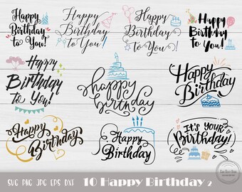Happy Birthday To You Svg, Happy Birthday Clipart, Birthday Silhouette, Cake Topper Cricut, Birthday Cut File, Instant Download