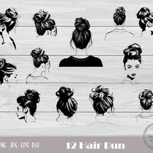 12 Hair Bun Svg, Messy Bun Png, Messy Bun Clipart, Girl With Bun Svg, Natural Hair Svg, Messy Bun Mom Svg, Mom Life, Instant Download
