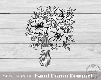 Floral Bouquet Svg, Botanical Svg, Flower Bouquet Svg, Flower Sketch Svg, Floral Ornaments Svg, Flower Svg Files, Instant Download
