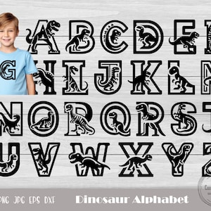 Alphabet dinosaure, dinosaure Svg, dinosaure coupe fichiers, dinosaure Abc, dinosaure lettres Svg, monogramme dinosaure, impression dinosaure, dinosaure lettres Svg