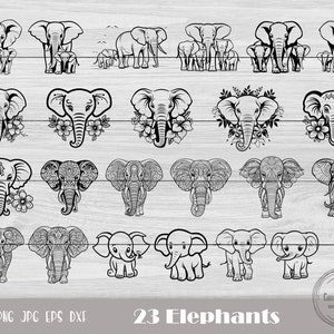 23 Elephant Svg, Baby Elephant Svg, Mandala Elephant Svg, Elephant Cut File, Elephant Face Svg, Elephant Family Svg, Instant Download image 1