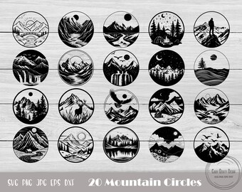 Mountain Circle Svg, Travel Outdoor Svg, Mountain Forest Svg, Camping Hiking Svg, Mountains Svg, Adventure Svg, Nature Svg