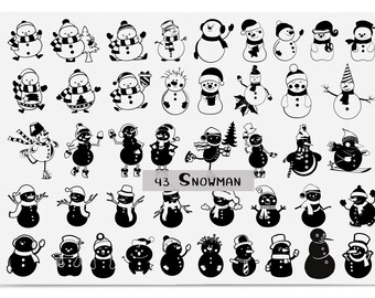 43 Schneemann Clipart, Weihnachten Schneemann, Schneemann Png, Schneemann Bundle SVG, Schneemann Print Design, Instant Download