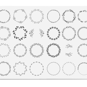 Circle Frame, Flower Frame Svg, Hand Drawn Wreath, Flower Wreath Svg, Wedding Wreath Svg, Instant Download