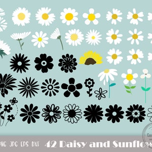Daisy Svg, Daisy Flower Svg, Daisy Clipart, Daisies Svg, Flowers Svg, Spring Svg, Daisy Cut File, Daisy Png, Sunflower Svg, Instant Download