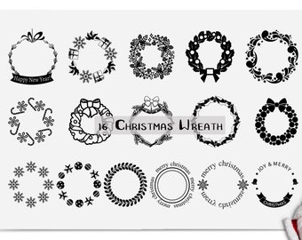 Stechpalmen-Kranz-Svg, Weihnachtskranz-Svg, Weihnachtsrahmen-Svg, Weihnachtskranz Png, Winter-Kranz-Svg, Kreis-Rahmen-Svg, sofortiger Download