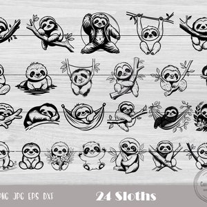 Sloth Svg Bundle, Lazy Sloth Svg, Sleeping Sloth Svg, Yoga Sloth, Kungfu Sloth, Sloth Cut File, Hanging Sloth, Baby Sloth, Instant Download