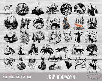Fox Set Dxf, Forest Friends Svg, Little Fox Svg, Fox Face Svg, Fox Bundle Svg, Baby Fox Svg, Fox Face Clipart, Plotter File Fox, Fox Shape