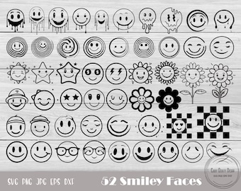 Smiley Gesicht geschnitten Datei, Emoji Clipart, Smiley Gesicht, geschmolzenes Smiley Gesicht, Smiley Gesicht schneiden Datei, karierter Smiley sofort Download