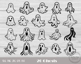 20 Ghost Svg, Cute Ghost Svg, Funny Halloween Svg, Halloween Shirt Svg, Ghost Face Svg, Horror Svg, Spooky Season Svg, Instant Download