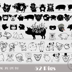 Pig With Flowers Svg, Pig Svg Bundle, Pig Cut Files, Funny Pig Svg, Funny Pig Svg, Farm Animals Svg, Baby Pig Svg, Instant Download
