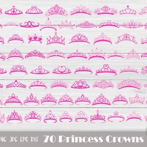 70 X Princess Crown Svg, Crown Clipart, Crown Monogram Svg, Heart Crown Clipart, Tiara Svg, Crown Cut File, Instant Download