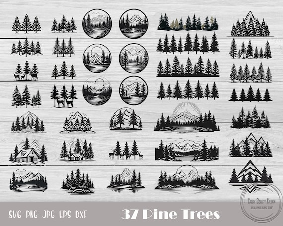 Tree Silhouette Svg, Pine Tree Svg, Forest Silhouette, Pine Tree Cut File, Christmas Tree, Pine Tree Png, Winter Forest, Instant Download