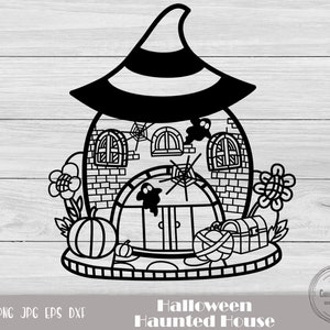 Haunted House Svg, Halloween Clipart, Trick Or Treat Svg, Halloween Cut File, Haunted Mansion Svg, Happy Halloween Svg, Instant Download