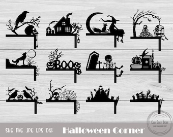 Halloween Corner Svg, Autumn Laser Cut, Halloween Laser Cut Files, Halloween Svg Bundle, Halloween Door Sign, Fall Cut Files, Halloween Sign