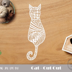 Cat Zentangle Svg, Cat Mandala Svg, Animal Mandala Svg, Cat Mandala Design, Laser Cut File Svg, Cat Clipart Svg, Instant Download