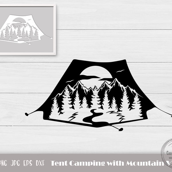 Adventure Svg, Mountain Scene Svg, Camp Life Svg, Mountains Svg, Happy Camper Svg, Vacation Svg, Forest Svg, Landscape Svg, Instant Download