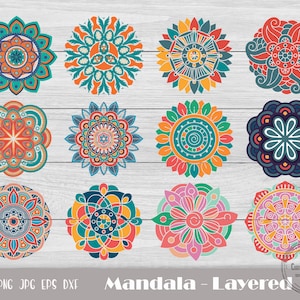 Layered Mandala Svg, Circle Monogram Svg, Mandala Svg, Mandala Cut File, Zentangle Svg, Same Color Grouped For Easy Use, Instant Download