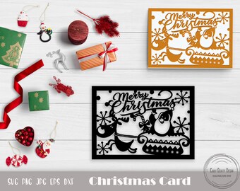 Christmas Template, Christmas Card Svg, Nativity Card Svg, Santa Claus Svg, Christmas Cut File, Card Template Svg, Instant Download