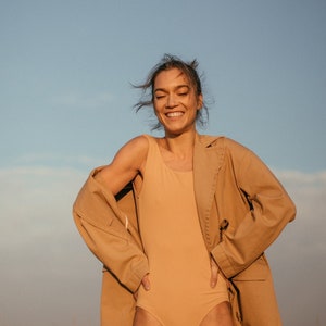 Desert Eco-friendly sleeveless leotard in beige - women’s ballet and dance leotard