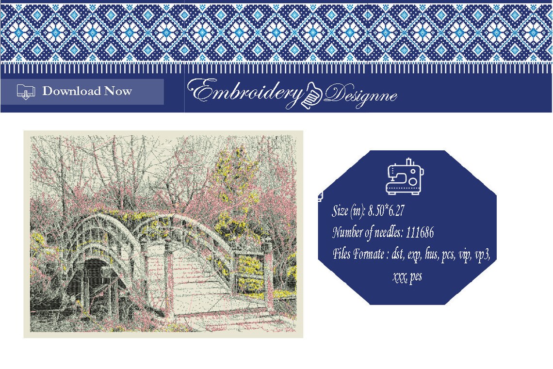 Handmade Machine Embroidery Design Embroidery River Photo Etsy