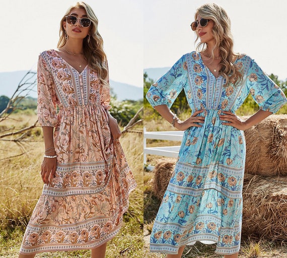 midi bohemian dresses for women