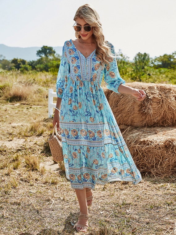 bohemian floral midi dress