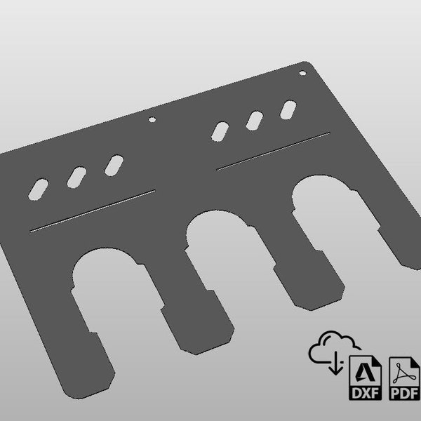 3 Slot Akku-Bohrschrauber Lagerung Rack-Plasma DXF-Dateien, Garage, Werkstatt, CNC