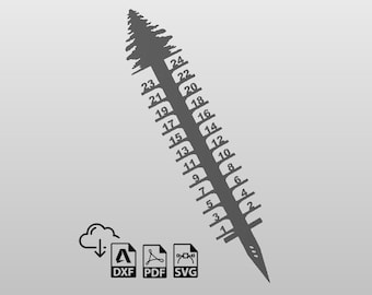 Snowy Pine Snow Depth Gauge 24in, DXF files for plasma