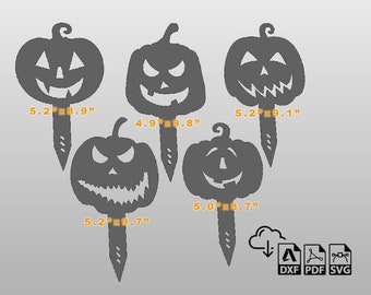 Sinal de estaca de abóbora de Halloween, arquivos DXF para plasma, sinal de jardim