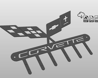 Chevrolet Corvette Key Holder Rack DXF files for plasma cutting, fob, keychain