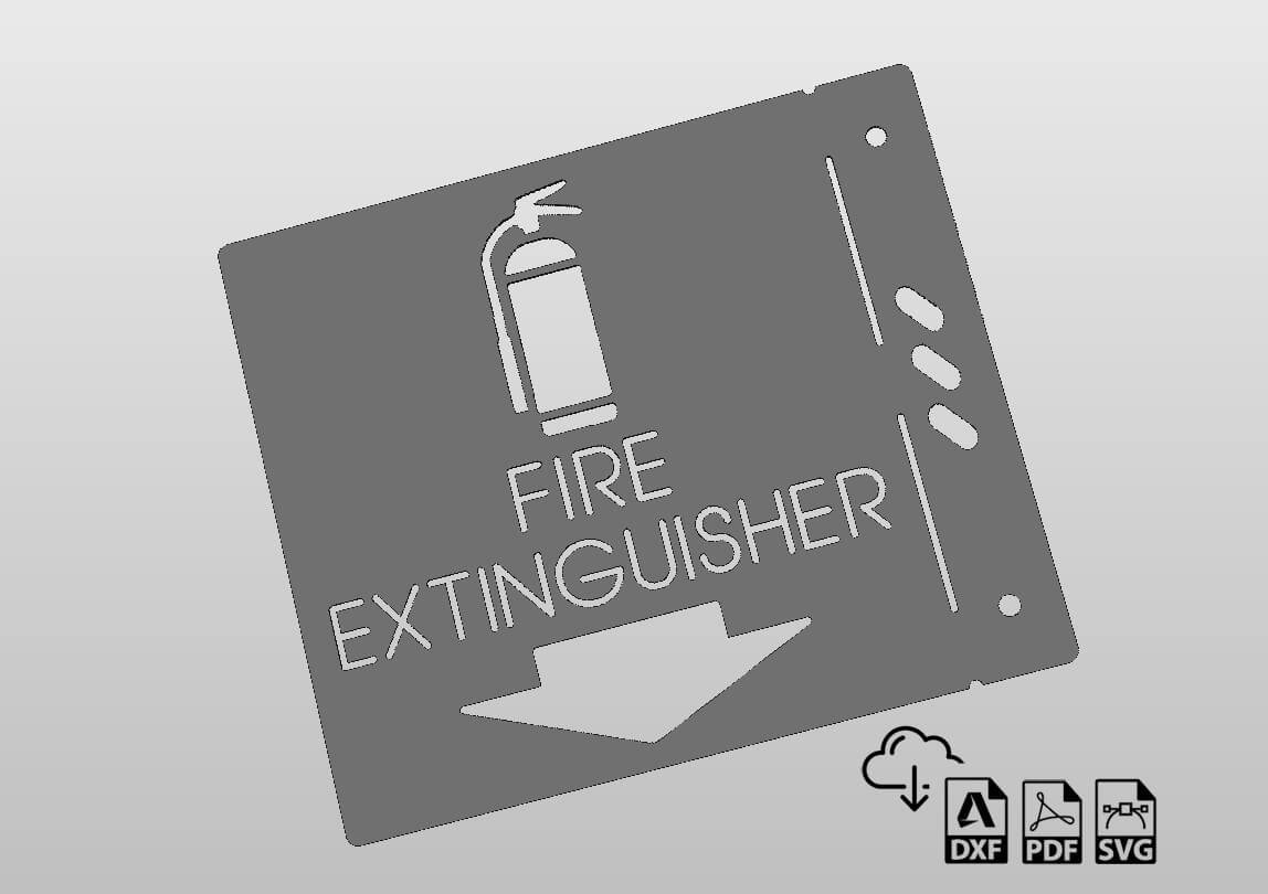 Fire Extinguisher 3D Sign (90 Degree) DXF files for plasma, garage, workshop. office, CNC