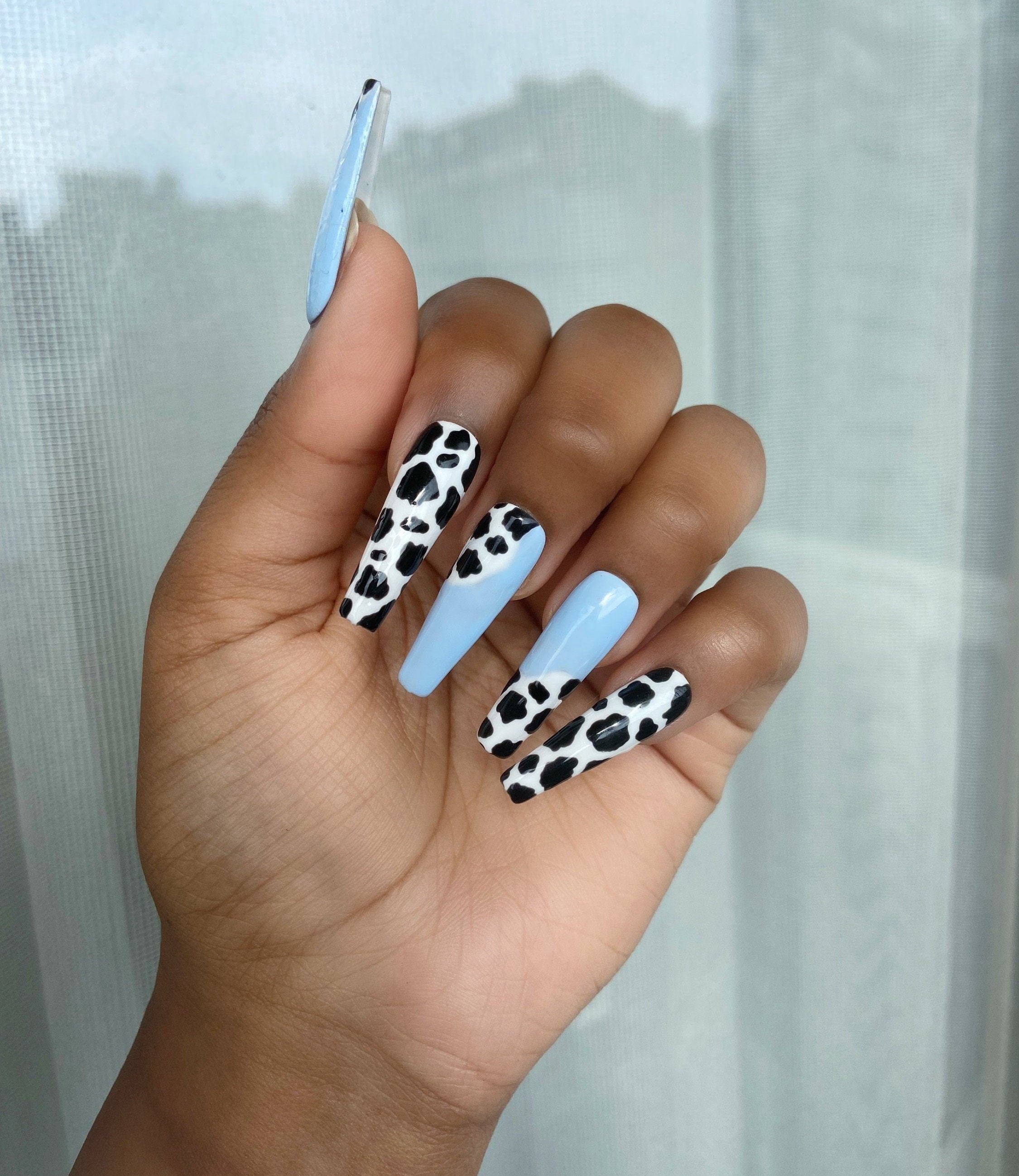 Cow cheap print nails