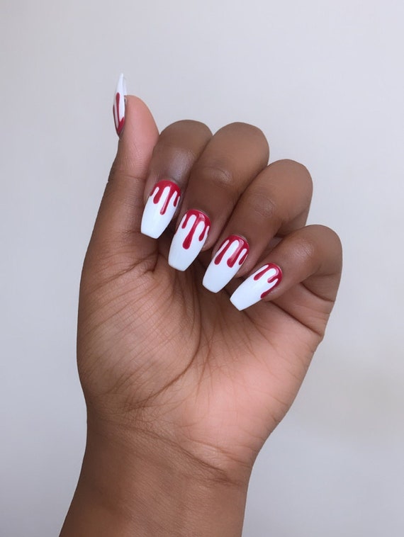 Blood Drip Call Me Press on Nails Halloween Nails Fake - Etsy Blood Drip Call Me Press on Nails Halloween Nails Fake - Etsy